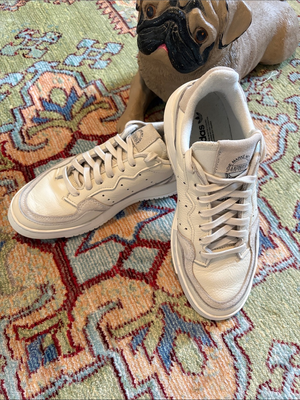 adidas Men’s Off-White Leather Low-Top Sneakers